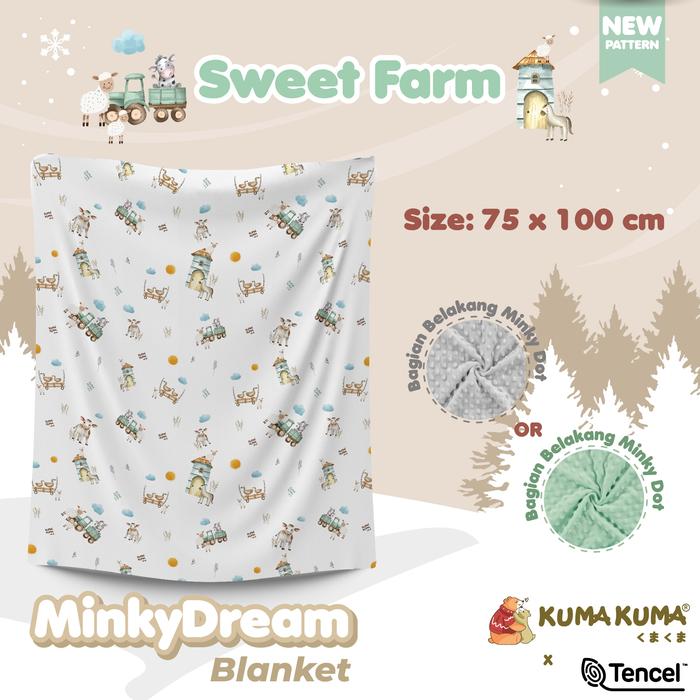 Gambar MINKY DREAM BLANKET TENCEL SIZE 75X100 KUMAKUMA - SWEET FARM dari housekumakuma undefined Tokopedia