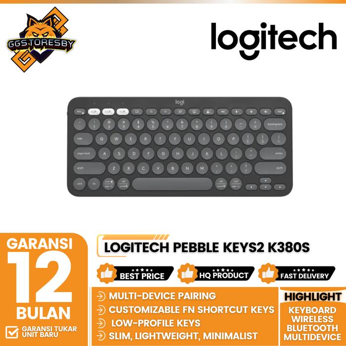 Gambar LOGITECH PEBBLE KEYS2 K380S KEYBOARD WIRELESS BLUETOOTH MULTIPERANGKAT - TONAL GRAPHITE dari GGSTORESBY undefined Tokopedia