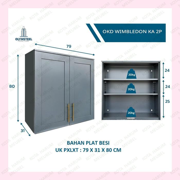 Gambar kitchen set besi lemari dapur besi atas bawah 2 pintu lemari dapur rak dapur gantung olympic olimpik olimstil olymsteel okd wimbledon ka 2p 2 p kb 2p 2 p 80 cm anti jamur anti lembab anti rayap tikus kokoh minimalis modern hitam abu grey murah bandung - atas dari Kota Harum Meubel undefined Tokopedia