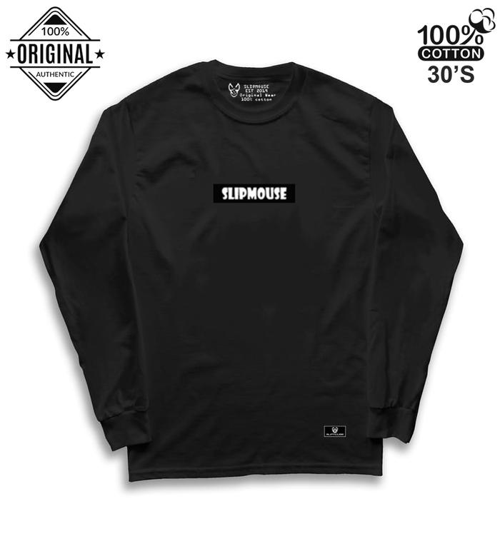 Gambar kaos lengan panjang pria distro / baju lengan panjang original keren - Hitam 02, XL dari slipmouse apparel undefined Tokopedia