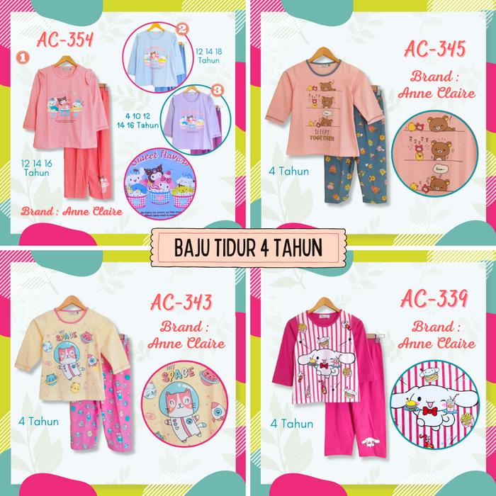 Gambar Baju Tidur Piyama Anak Perempuan 8-18 Tahun Remaja Katun Dingin - 4T dari Joyful Joey undefined Tokopedia