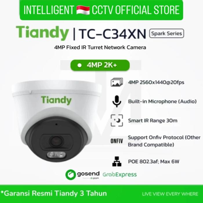 Gambar TIANDY IP CAMERA TC-C34XN I3/E/Y/2.8MM 4MP AUDIO POE ONVIF IR TURRET INDOOR dari INTELLIGENT CCTV undefined Tokopedia
