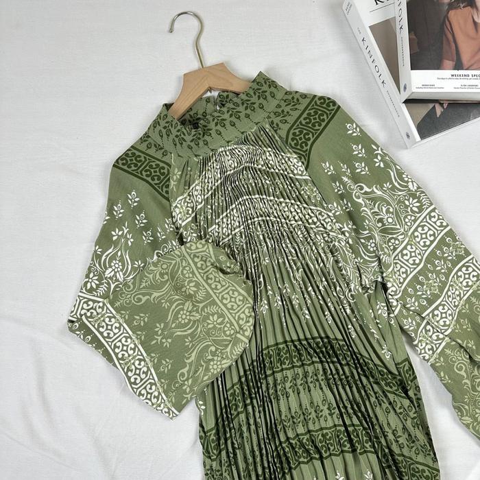 Gambar CITRA LONG DRESS PLISKET PREMIUM MOTIF BUNGA - Sage dari fierci.id undefined Tokopedia