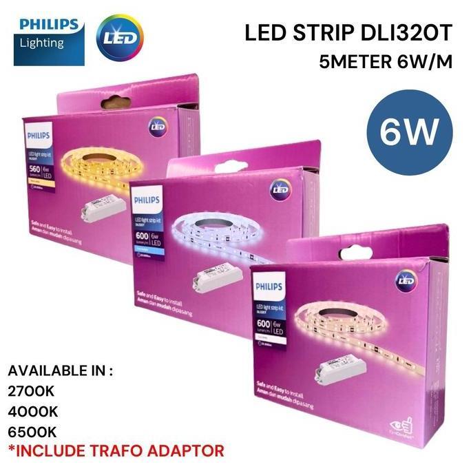 Gambar Lampu PHILIPS LED Strip DLI320T 5M 5 Meter 6W 6 Watt 2700K 4000K 6500K 24V - DLI320 (LAMPU), Putih (6500K) dari Jaya Mulia ID undefined Tokopedia