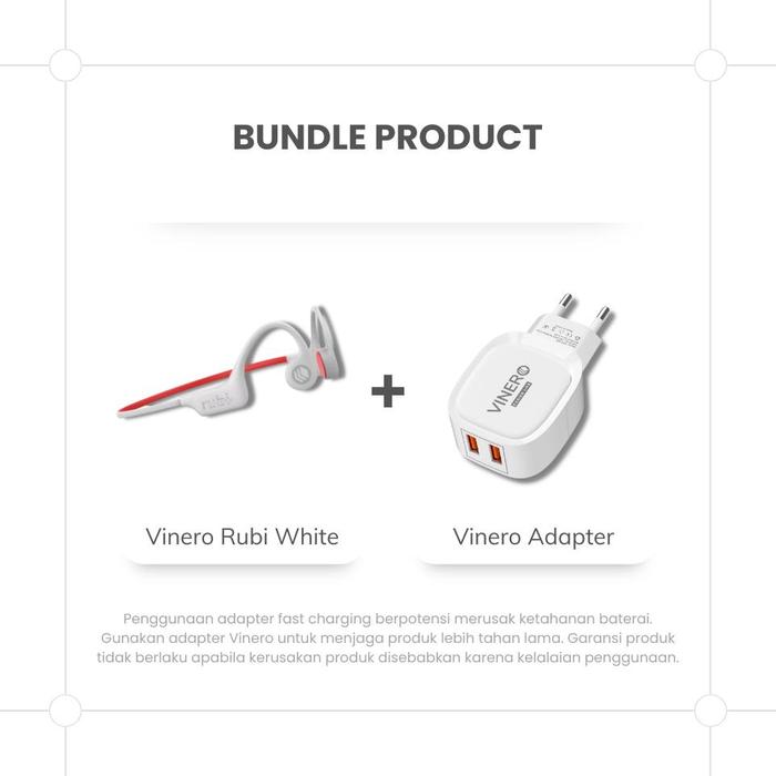 Gambar Vinero Rubi Bone Conduction Wireless Bluetooth Earphone Waterproof Original Ready Langsung Kirim - White + Adapter dari Gudang-Headset undefined Tokopedia