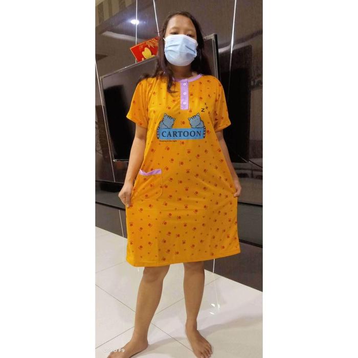 Gambar Model baru - daster wanita dewasa Bahan kaos serian muda KANCING 3 HIDUP BUSUI CARTOON BB MAX 70KG ,, - Kuning dari zwniel undefined Tokopedia