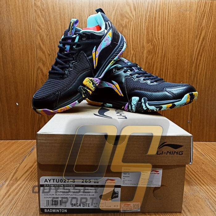 Jual Sepatu Badminton LINING SAGA LITE (Black/Purple/Yellow/Sea