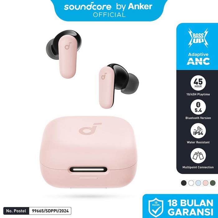 Gambar (NEW LAUNCH) Soundcore Anker R50i NC Earbuds Adaptive Noise Canceling Headset Earphone Bluetooth 5.4 TWS Low Latency for Game Long Battery 4 Mics IP54 -A3959 Original Ready Langsung Kirim - Pink dari Gudang-Headset undefined Tokopedia