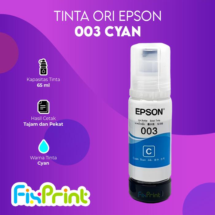 Gambar Tinta Epson 003 Ink Cartridge T00V L1110 L3210 L3110 L3210 L5190 L5290 - CYAN | NO BOX dari FixPrint Indonesia undefined Tokopedia