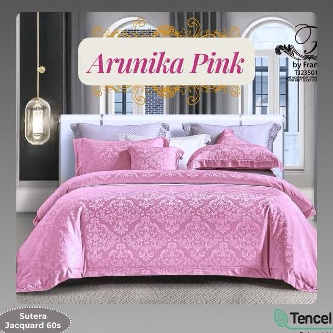 Gambar Sprei Saja Size 180X200 Tinggi 40Cm - Tencel(Tm) Jacquard 80S Bantal Guling Sarung King Co - Arunika Pink, 180x200x40 dari ipoycp undefined Tokopedia