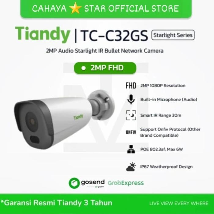 Gambar Tiandy Ip Camera TC-C32GS I5/E/Y/C/SD/2.8mm 2Mp Audio Starlight Poe Onvif Outdoor dari CCTV-CAHAYA STAR 2 undefined Tokopedia