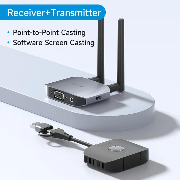 Gambar Hagibis G11W Wireless HDMI-compatible Transmitter and Receiver Kit Type-C USB Dual Plug Extender TV Dongle for HD Display Projector - TX+RX (1set) dari Hagibis Indonesia undefined Tokopedia