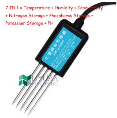 Jual 7 in 1 soil integrated transmitter temperature humidity EC NPK PH ...