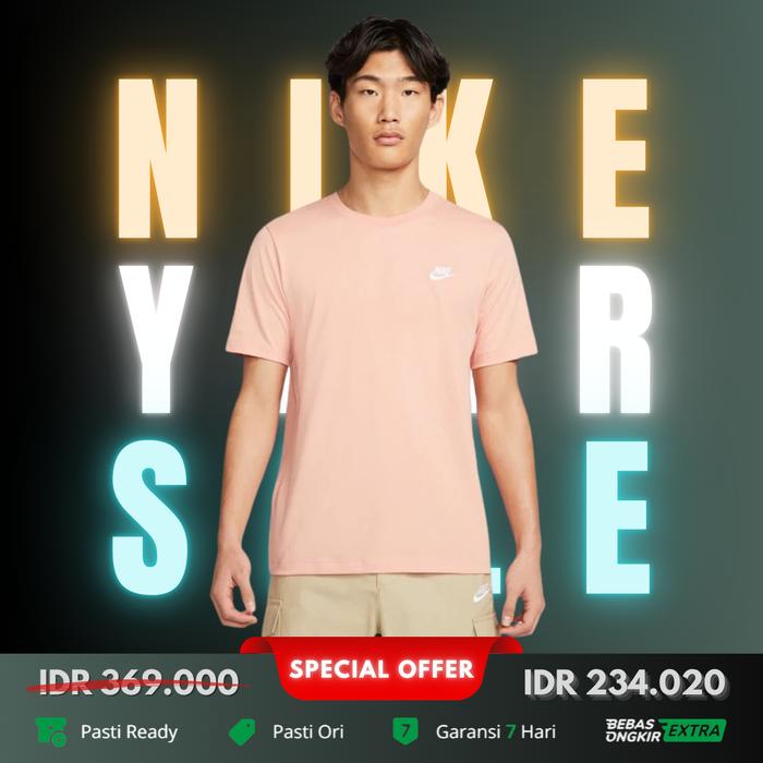 Kaos Nike Original Pria Sportswear Club Basic Tee Light Mather Root S