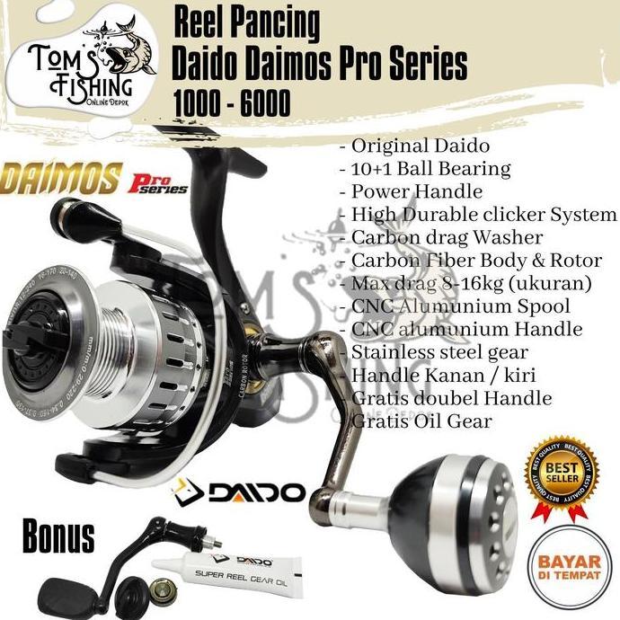 Gambar Reel Pancing Daido Daimos Pro Series 1000-6000 (10+1 Bearing) Power Handle Free Handle - Toms Fishing - Silver, 1000 dari Zudik Pancing undefined Tokopedia