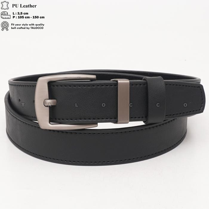 Gambar Talocco Ikat Pinggang Kulit Pu Premium Vintage Sabuk Kantoran Cowok Lebar 3,5cm - Hitam, 105 cm dari TALOCCO undefined Tokopedia