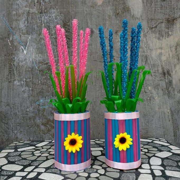 Gambar daur ulang botol/bunga lavender dari sedotan/prakarya sekolah/diy/kerajinan tangan/bunga dan pot daur ulang alat - pink dari bebegrill. undefined Tokopedia