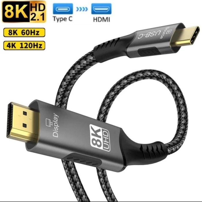 Kabel USB Type C to HDMI 8K 60hz HD meter 2m 2meter usb c thunderbolt  HDTV CABLE 15 16 pro max Macbook Air Pro New M1 M2 M3 M4 Huawei Xiaomi 