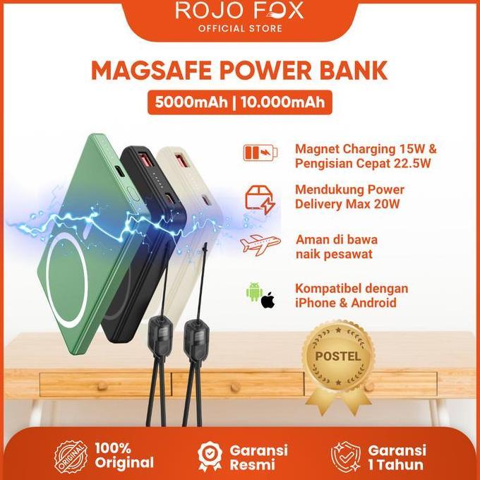 Jual ROJO FOX Magnetic Power Bank 5000mAh/10000mAh Magsafe