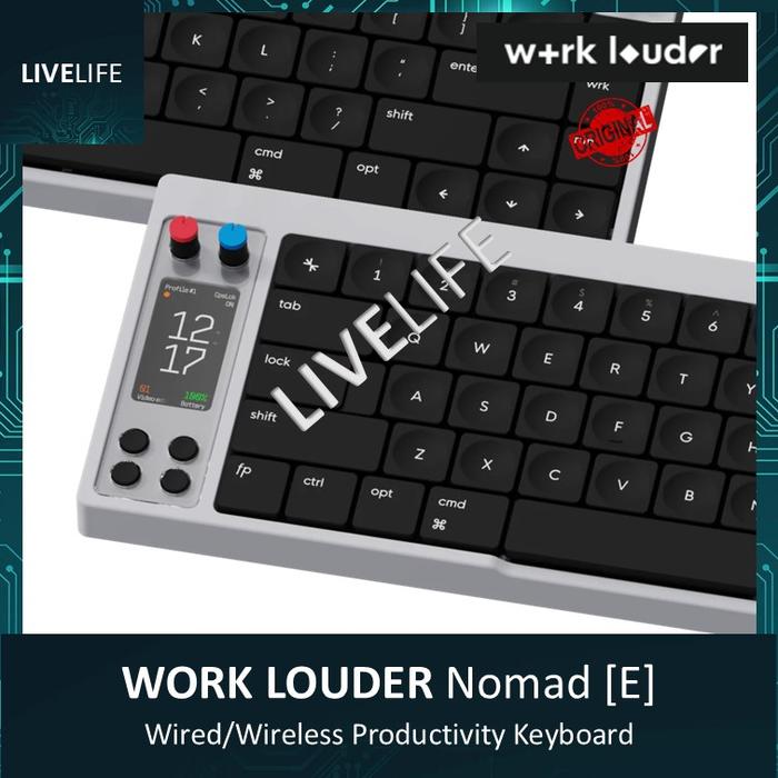 Gambar WORK LOUDER Nomad [E] - Wireless//Wired Productivity Keyboard | 170 x 320 pixel screen | Atomix MX Gateron Switch | Hot Swappable Switches |  32-bit 16MB On-Board Memory | Programmable Buttons (x4) & Dials (x3) | RGB Backlight - Chalk dari LiveLife Indonesia undefined Tokopedia