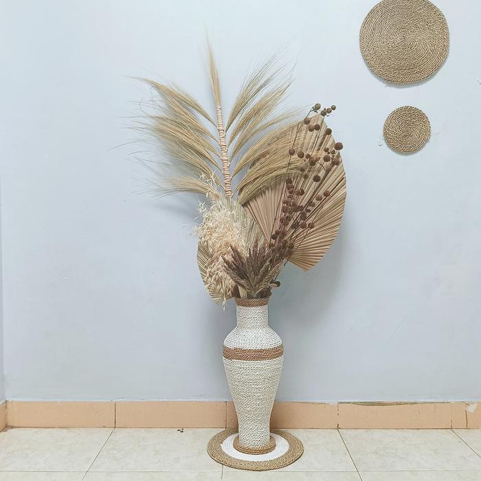 Gambar Paket hemat rustic decoration | paket bunga kering dan vas tinggi 50 cm, cocok untuk hiasan sudut ruangan Dekorasi plastik Blue Vase & Fillers - + Vas 50 polet dari Toko Agusta undefined Tokopedia