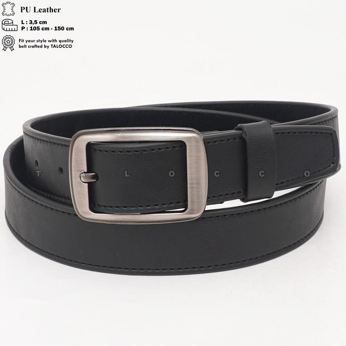 Gambar TALOCCO Sabuk Kulit Kasual Pria Ikat Pinggang Cowok Lebar 3,5 cm - Hitam, 105 cm dari TALOCCO undefined Tokopedia