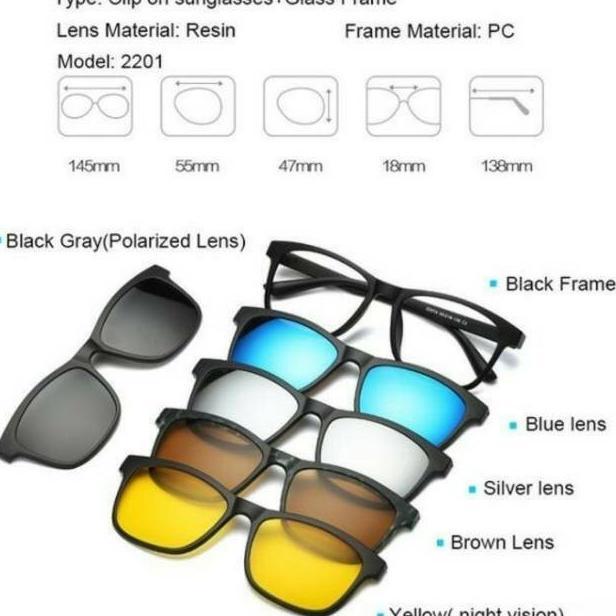 Gambar [RAY] Paket Frame kacamata Clip on Klip on 5 lensa Magnet Free Lensa Minus - 2201 dari AZERAY undefined Tokopedia