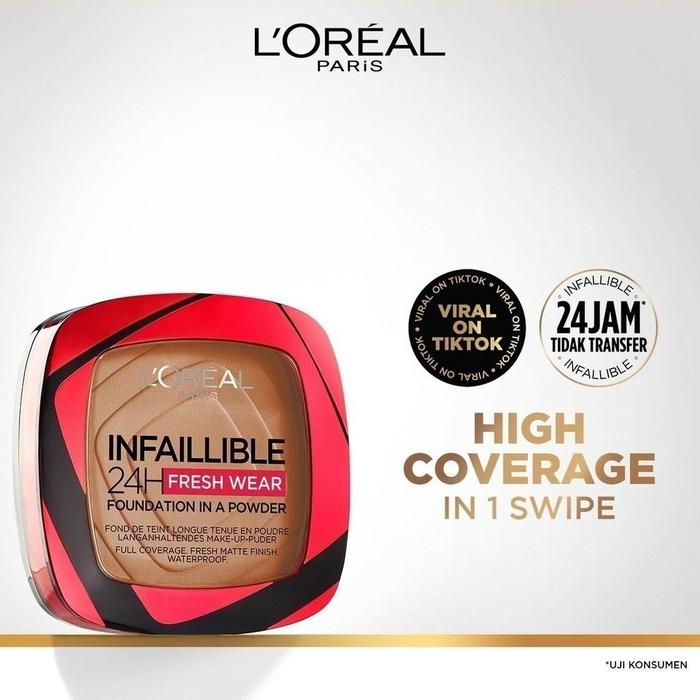 Gambar L'Oreal Paris Infallible 24H Fresh Wear Powder Foundation | Loreal Tnt Beauty Shop - 220 Sand dari tokoninosaurus undefined Tokopedia