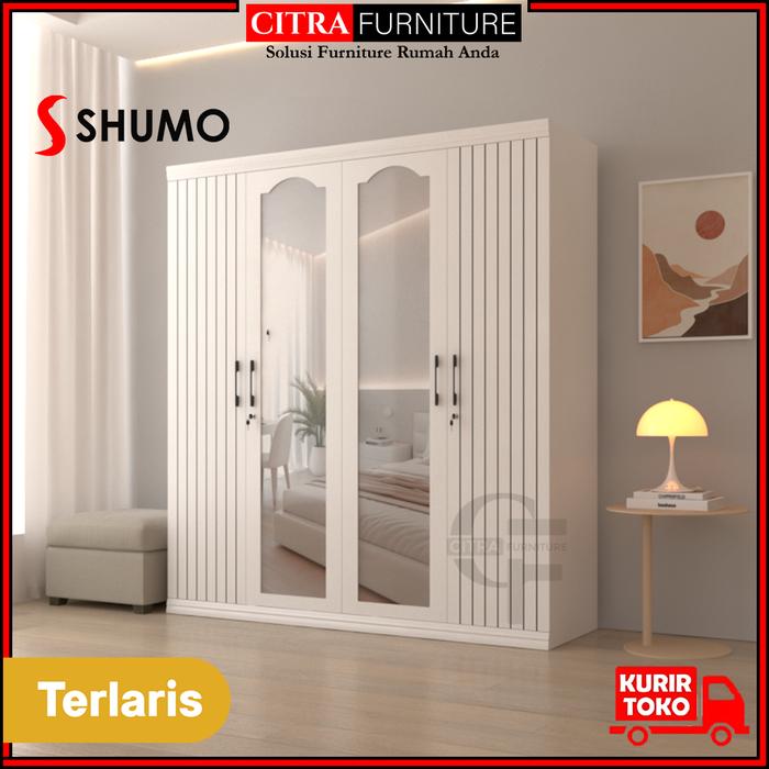 Gambar Lemari Pakaian Besi 4 Pintu Ayun Minimalis | Lemari Baju Swing - MOTIF-B, DIRAKIT dari Citra furniture undefined Tokopedia