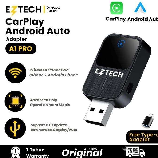 Gambar EZTECH Portable Wireless Apple Carplay Android Auto 2 in 1 Adapter , Car Play Android Auto Wireless Adapter, Wireless Android Auto Car Adapter for Wired Android Auto Cars Converts Wired to Wireless Easy Setup Plug & Play [EZTECH] - CP + AA A1PRO dari Auto Moto Jaya undefined Tokopedia