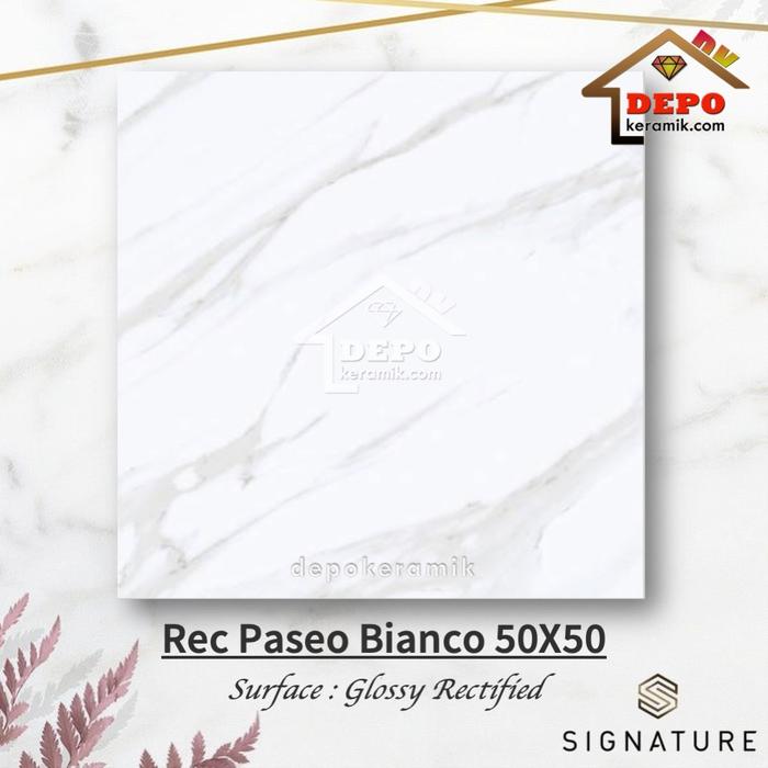 Gambar Mulia Signature Rec Paseo Bianco 50x50 Kw1 Keramik Lantai Glossy Motif Salur Abu dari depokeramik.id undefined Tokopedia