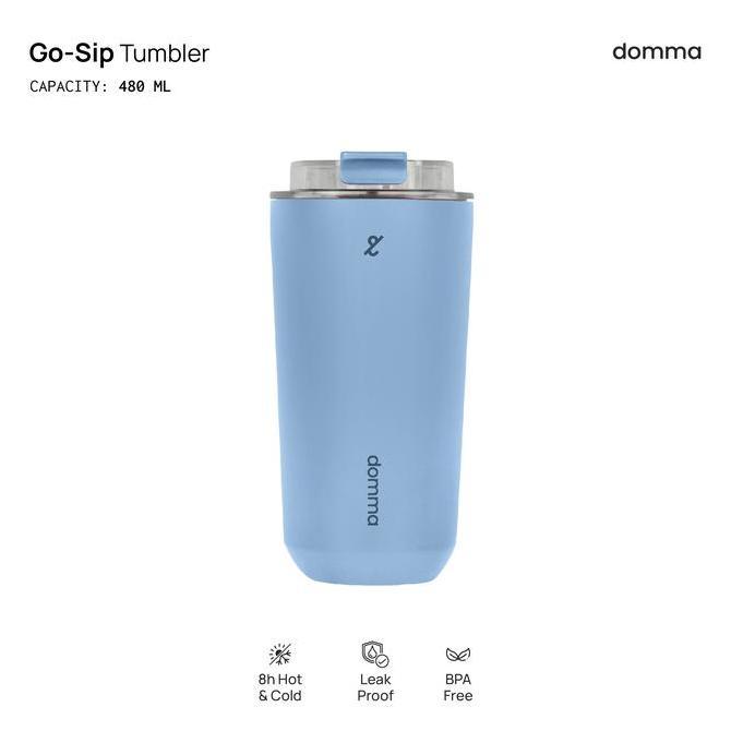 Gambar Stok Terbatas [Domma] 480 Ml Go-Sip Tumbler Double Wall Stainless Steel Insulated Water Bottle Botol Minum Thermos Kopi Teh Mug Vacuum - Blueberry dari mittensfull undefined Tokopedia