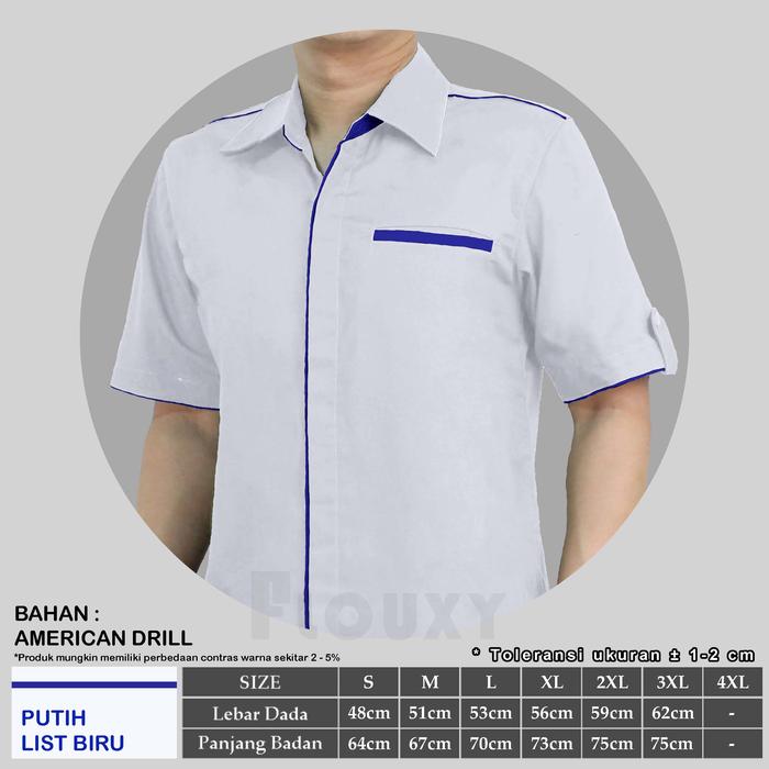 Gambar kemeja seragam jumbo/seragam kantor kombinasi/unisex - PutihBiru, XXXL dari FLOUXY STORE undefined Tokopedia