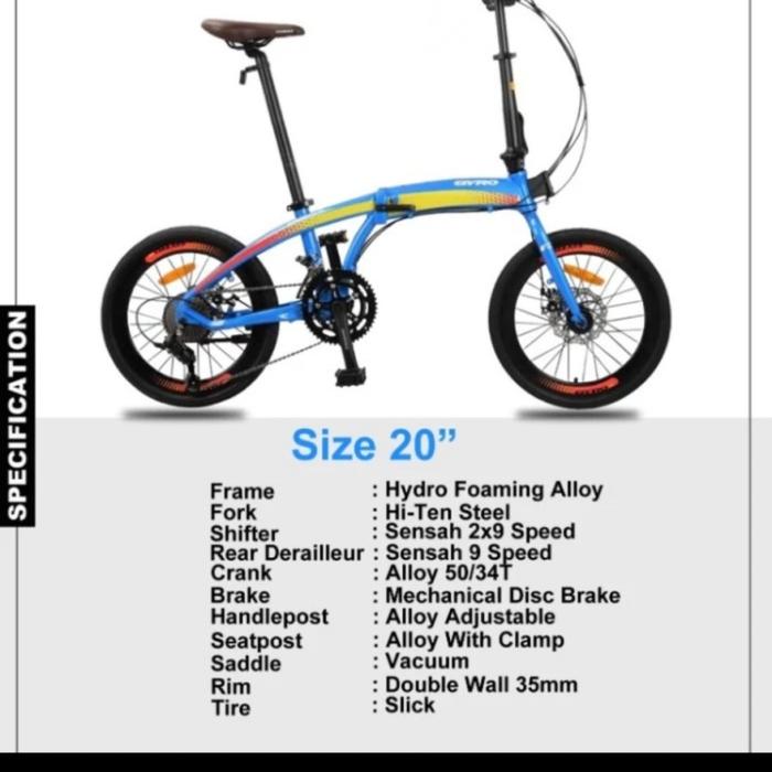 Gambar Sepeda Lipat Rubick Gyro Alloy 2 x 9 Speed 20 Inch by United - Sky Blue dari alphabike undefined Tokopedia