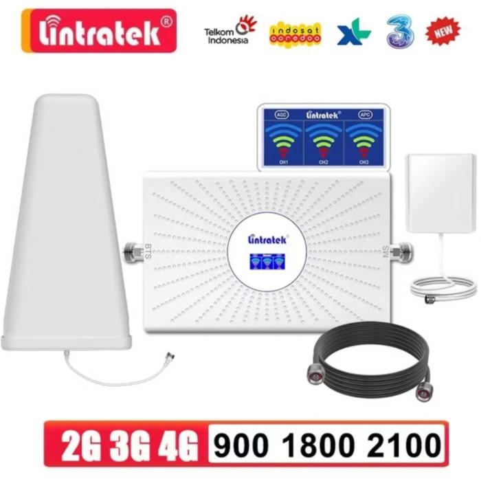 Lintratek Signal Booster 3band Penambahan Jaringan Hp Internet Wifi Edc Gsm  2g 3g 4g 900-1800-2100mhz