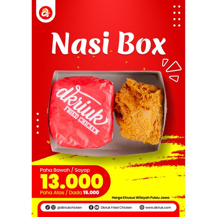 Gambar Sticker Media Promosi Dkriuk A3 - Nasi Box dari Dkriuk Fried Chicken Indonesia undefined Tokopedia
