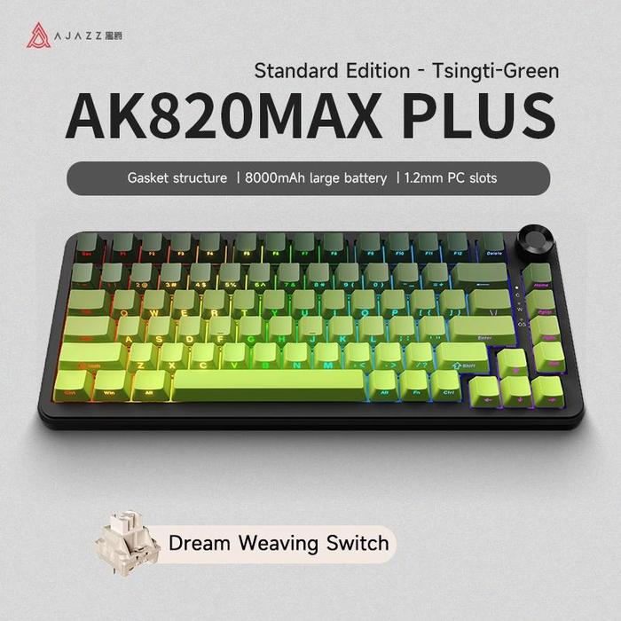 Gambar Ajazz AK820 MAX PLUS Wireless Mechanical Keyboard with TFT Color Screen and Volume Knob - GREEN-DREAM dari DextMall undefined Tokopedia