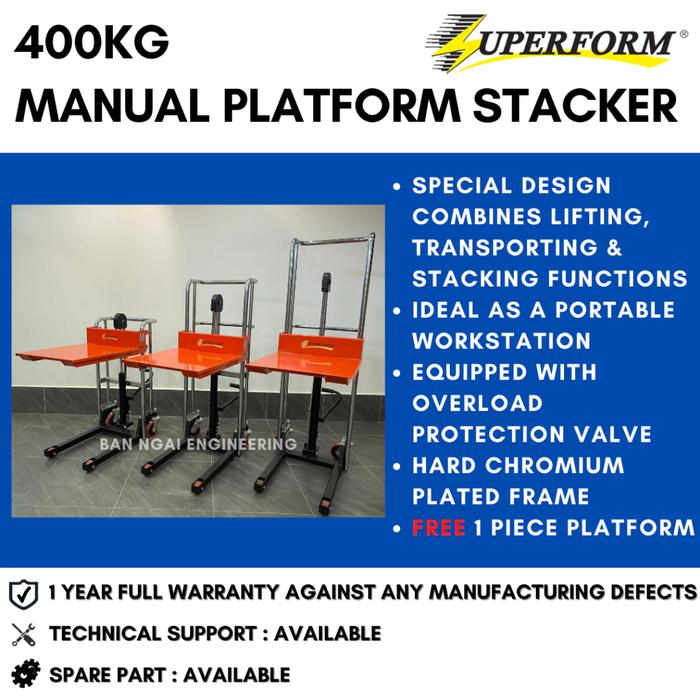 Jual Mini Hand Stacker Platform 400kg Manual Superform 0.85m/ 1.2m/1.5m ...