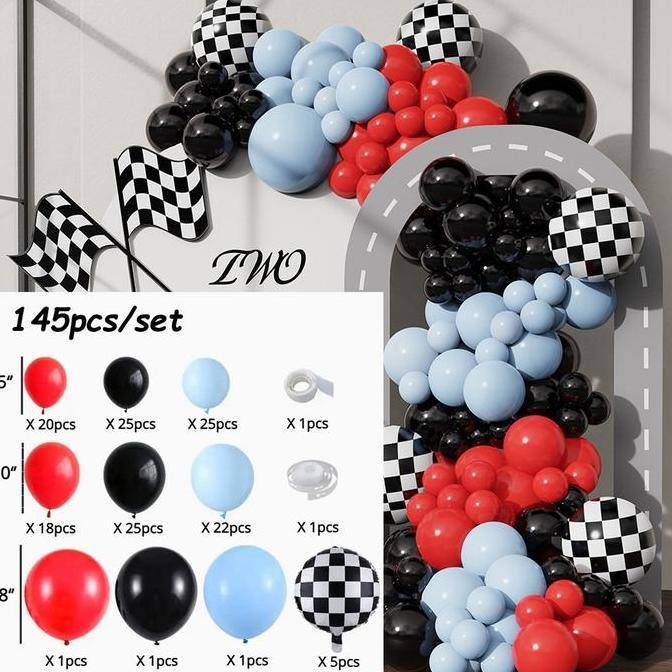 Gambar Kit Lengkungan Karangan Bunga Dekorasi Latex Balon Mobil Balap Dekorasi Baby Shower Pesta Ulang Tahun Anak Laki-Laki Lateks Merah Hitam Biru Balon Dekor - A dari hamdallah store id undefined Tokopedia