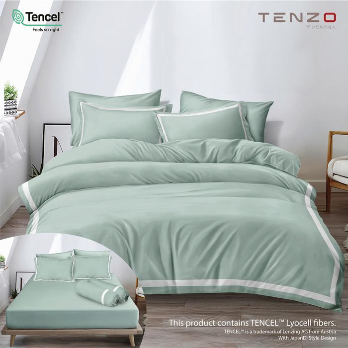 Gambar Tenzo - Bed Cover Tencel Set Ekstra King 200x200 Tinggi 40 Solid "Live" Original Official Store - Aqua dari Lady Rose Official Store undefined Tokopedia