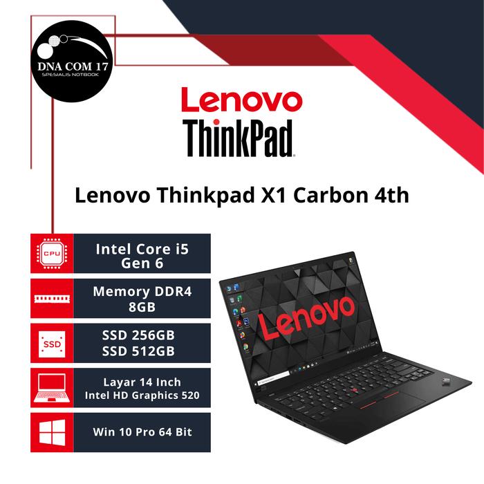 Gambar Lenovo Thinkpad X1 Carbon i5 / i7 Gen 4/5/6/7/8 | 8GB - 16GB | SSD 512GB | Mulus / Second / Original / Berkualitas / Bergaransi - X1 i5 Gen 6 4TH, 8GB / SSD 256GB dari DNA COM 17 undefined Tokopedia