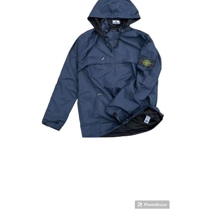 Jacket Stone Island Waterproof Full Tag Jaket Tactical Tahan Air Pria  dan Wanita Kekinian Navy, XL