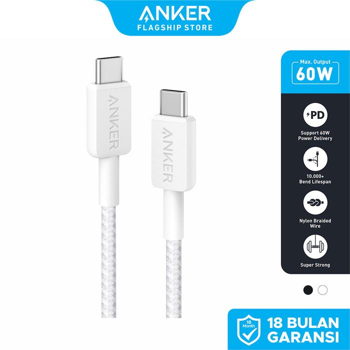 Gambar Anker Kabel Charger MFi iPhone X 11 12 13 14 15 16 PD Type C to C USB A and Lightning Fast Charging 15W 60W 240W 3ft 6ft Max 3A 5A Samsung Oppo - C-C 3ft White dari ankerflagshipstore undefined Tokopedia