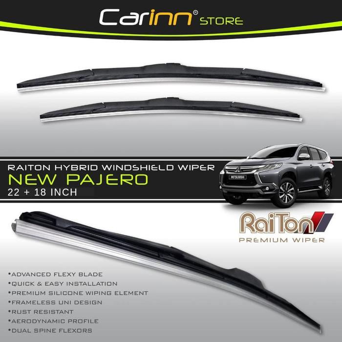 Gambar Raiton Sepasang Wiper Hybrid Kaca Depan Mobil Mitsubishi Pajero 2016-Now 22" & 18" -2 Pcs - Hybrid dari sparepartmobilz undefined Tokopedia
