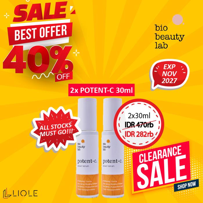 Gambar Bio Beauty Lab Potent-C Power Serum 30ml - Serum Vitamin C dengan Ferulic Acid & Hyaluronic Acid untuk Mencerahkan Wajah & Mengurangi Noda Hitam - Dark, Essence, Niacinamide, Perawatan, Facial - 2x30ml dari Lioleofficial undefined Tokopedia
