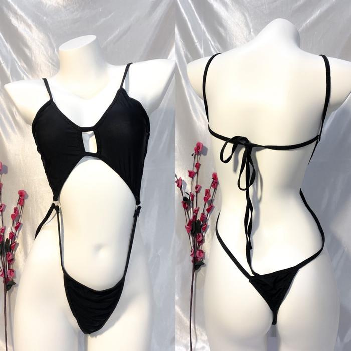 Gambar Baju Lingerie Sexy Hot Bodysuit Lingerie Hollow Tali Big Size A5850 - Hitam, One Size dari Violetfire undefined Tokopedia