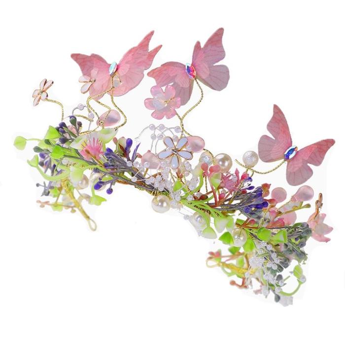 Gambar Wanita Bridal Tiara Mahkota Peri Super Daun Karangan Hiasan Bunga Kepala - Pink dari Abeeing undefined Tokopedia