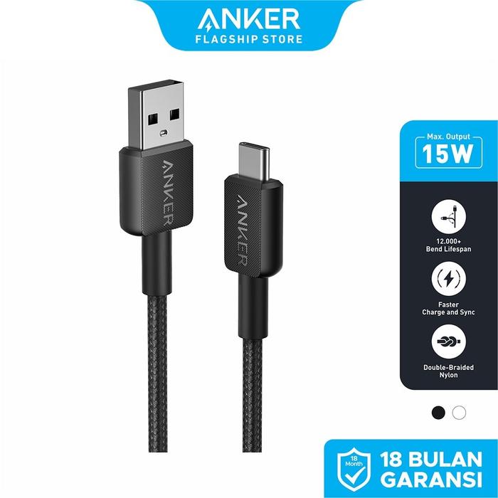 Gambar Anker Kabel for Samsung Oppo MFi iPhone X 11 12 13 14 15 16 PD Type C to USB A Type C and Lightning 15W 60W 240W 3ft 6ft Max 3A 5A Fast Charging - A-C 3ft Black dari ankerflagshipstore undefined Tokopedia