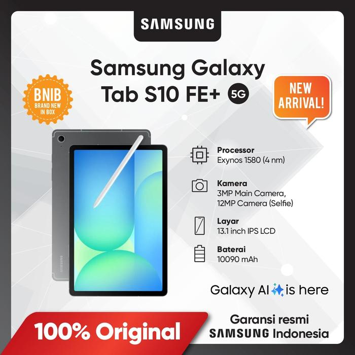 Gambar Samsung Galaxy Tab S10 FE Plus 5G ( 12GB/256GB ) - Garansi Resmi SEIN - Gray dari SAMSUNG STORE LIPPO PLAZA SIDOARJO undefined Tokopedia