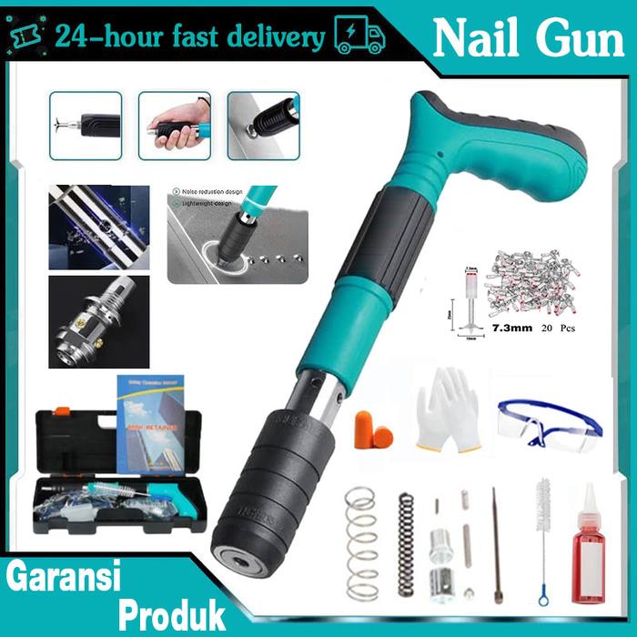 Gambar MAKITA STAMPSET T500 PAKU BETON BESI RAMSET MESIN STAMP ALAT TEMBAK BAJA DINDING SEMEN / ALAT TEMBAK PAKU BETON PISTOL PAKU BAJA DINDING / NAIL GUN FASTENING GUN RAMSET GUN ALAT PAKU TEMBAK TEMBOK BETON PAKU LURUS MINI - Gun Set+ 20pc dari kyleplusis undefined Tokopedia